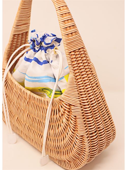 Wicker bag with fabric bag Laboratorio Capri | 121BISCOTTO